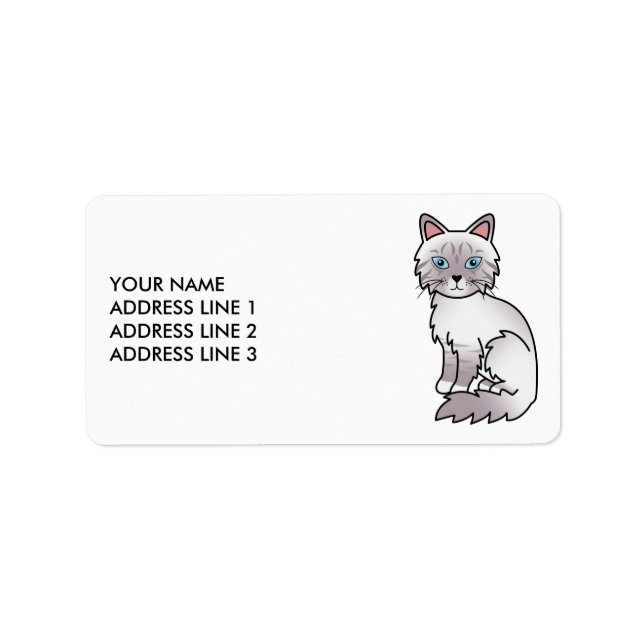 Lilac Point Tabby Birman/Ragdoll Cat & Custom Text Label (Front)