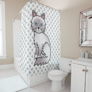 Lilac Point Tabby Birman / Ragdoll Cat & Paws Shower Curtain