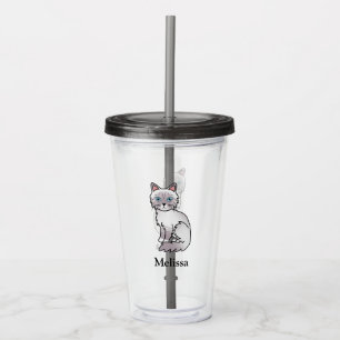 Lilac Point Tabby Birman / Ragdoll Cute Cat & Name Acrylic Tumbler