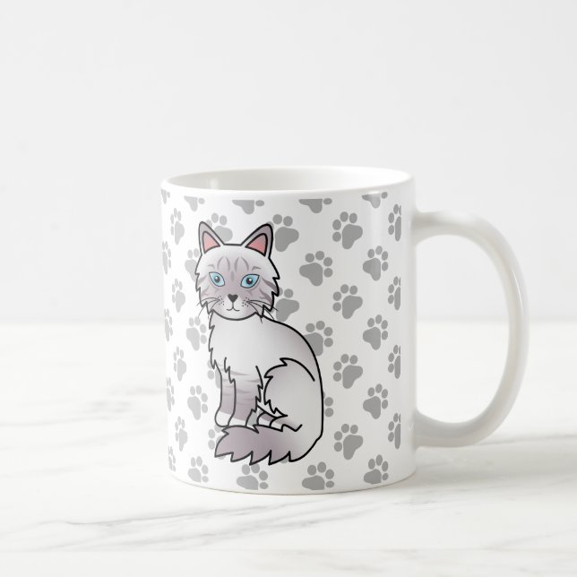 Lilac Point Tabby Birman / Ragdoll Cute Cat & Paws Coffee Mug (Right)