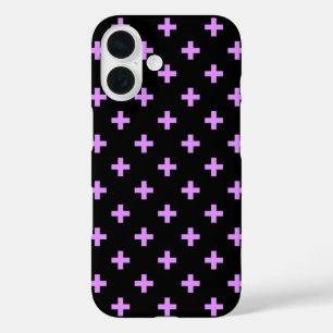 Lilac polka crosses on black iPhone 16 case
