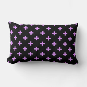 Lilac polka crosses on black lumbar cushion