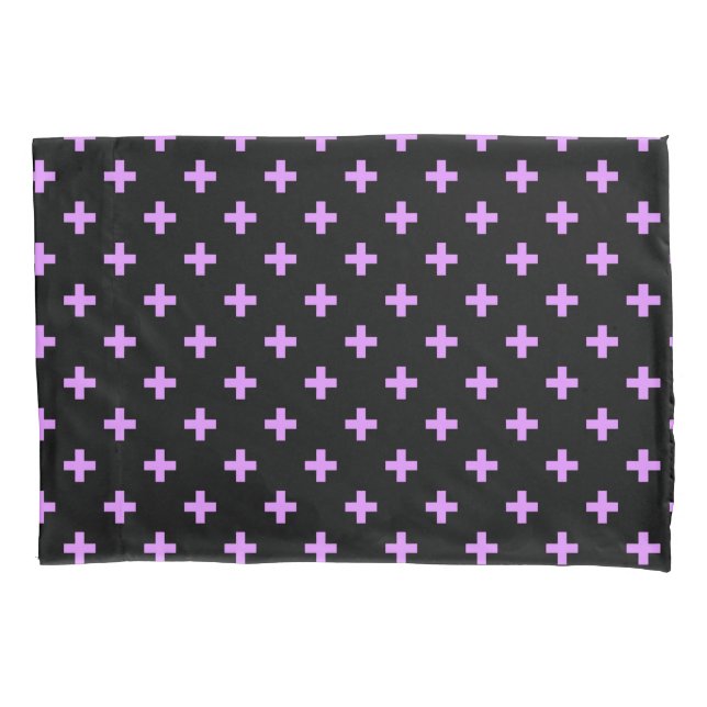 Lilac polka crosses on black pillowcase (Front)