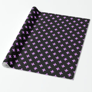 Lilac polka crosses on black wrapping paper