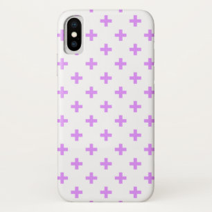 Lilac polka crosses on white Case-Mate iPhone case