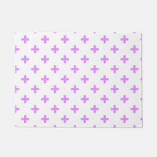 Lilac polka crosses on white doormat