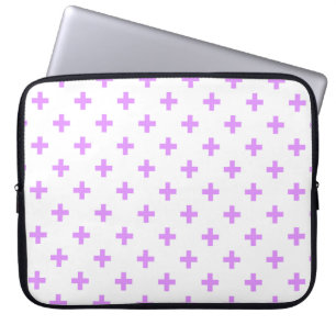 Lilac polka crosses on white laptop sleeve