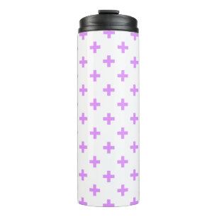 Lilac polka crosses on white thermal tumbler
