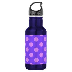 Lilac polka dots on periwinkle 532 ml water bottle