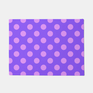 Lilac polka dots on periwinkle doormat