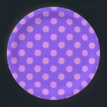 Lilac polka dots on periwinkle paper plate<br><div class="desc">Lilac polka dots on periwinkle</div>