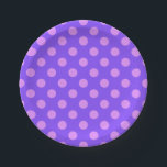 Lilac polka dots on periwinkle paper plate<br><div class="desc">Lilac polka dots on periwinkle</div>