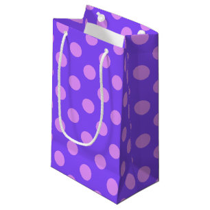 Lilac polka dots on periwinkle small gift bag