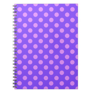Lilac polka dots on periwinkle spiral notebook