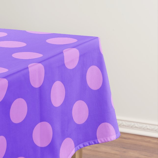Lilac polka dots on periwinkle tablecloth (In Situ)