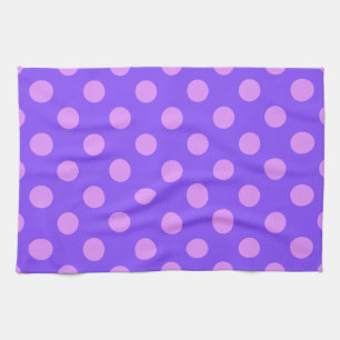 Lilac polka dots on periwinkle tea towel