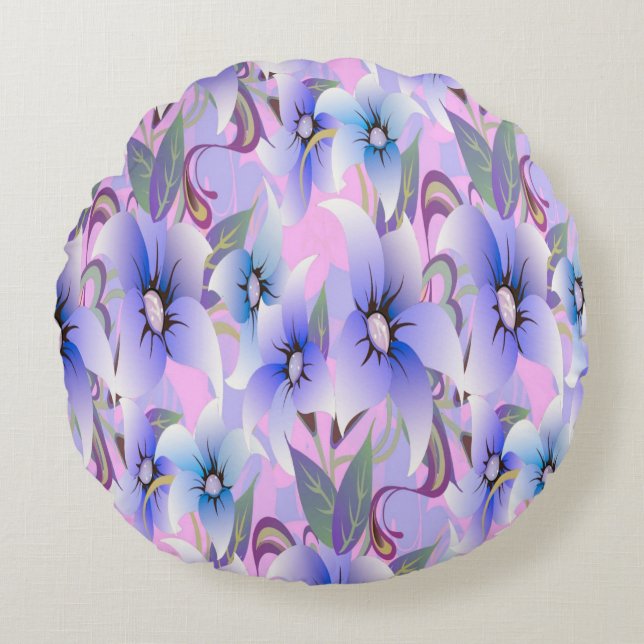 Lilac Poppies Round Cushion (Front)