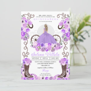 Lilac Princess Dress & Boots Quinceañera Invitation