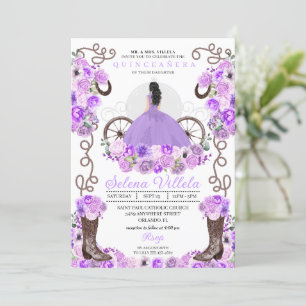 Lilac Princess Dress & Boots Quinceañera Invitation