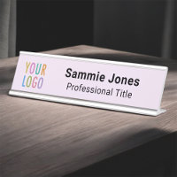 Lilac Purple 2x8 Name Plate for Desk Business Logo