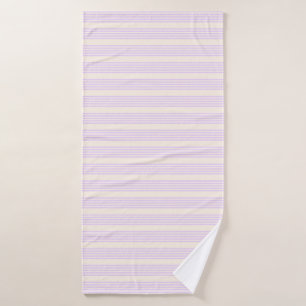 Lilac purple and beige five stripes pattern bath towel