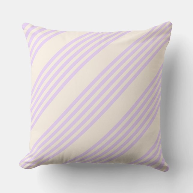 Lilac purple and beige five stripes pattern cushion (Front)
