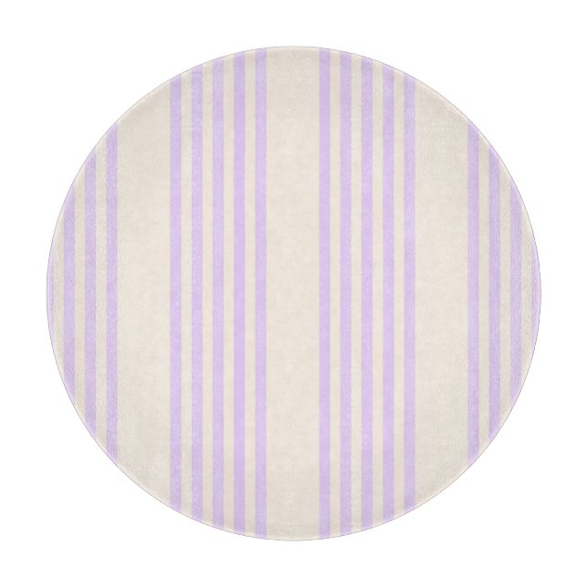 Lilac purple and beige five stripes pattern cutting board (Front)