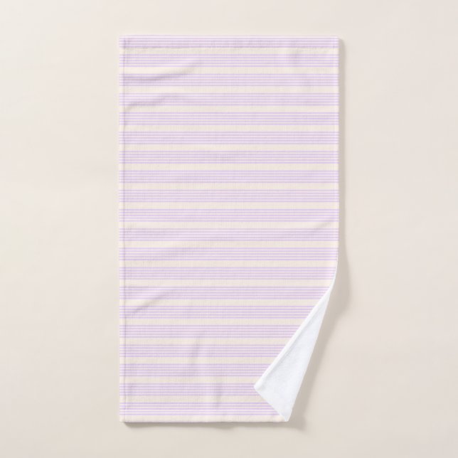 Lilac purple and beige five stripes pattern hand towel (Hand Towel)