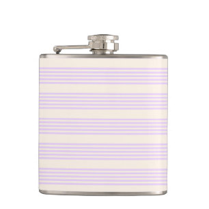 Lilac purple and beige five stripes pattern hip flask