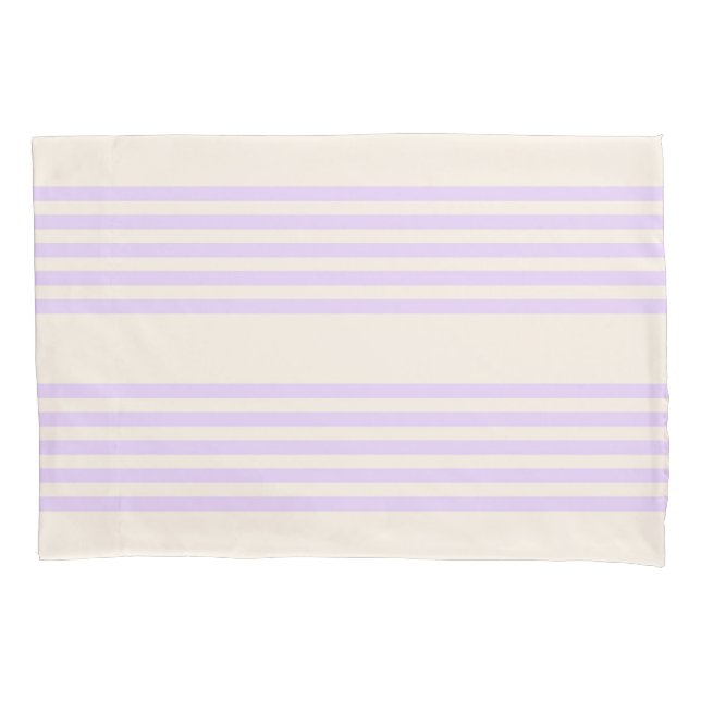 Lilac purple and beige five stripes pattern pillowcase (Front)
