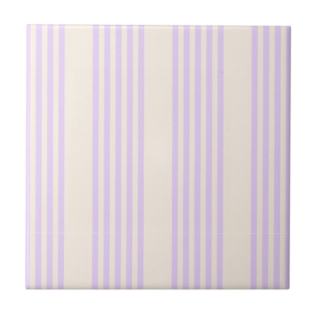 Lilac purple and beige five stripes pattern tile (Front)