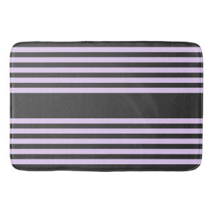 Lilac purple and charcoal five stripes pattern bath mat