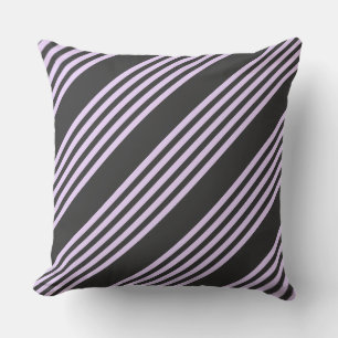 Lilac purple and charcoal five stripes pattern cushion