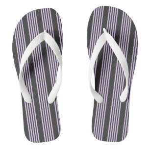 Lilac purple and charcoal five stripes pattern jandals