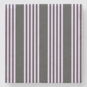 Lilac purple and charcoal five stripes pattern stone coaster
