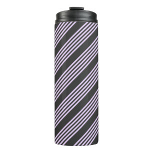 Lilac purple and charcoal five stripes pattern thermal tumbler