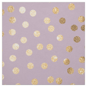 Lilac Purple and Gold Glitter City Dots Fabric