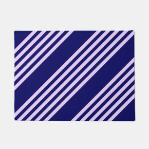 Lilac purple and navy blue five stripes pattern doormat