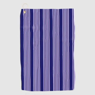Lilac purple and navy blue five stripes pattern golf towel