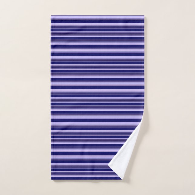 Lilac purple and navy blue five stripes pattern hand towel (Hand Towel)