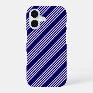 Lilac purple and navy blue five stripes pattern iPhone 16 case