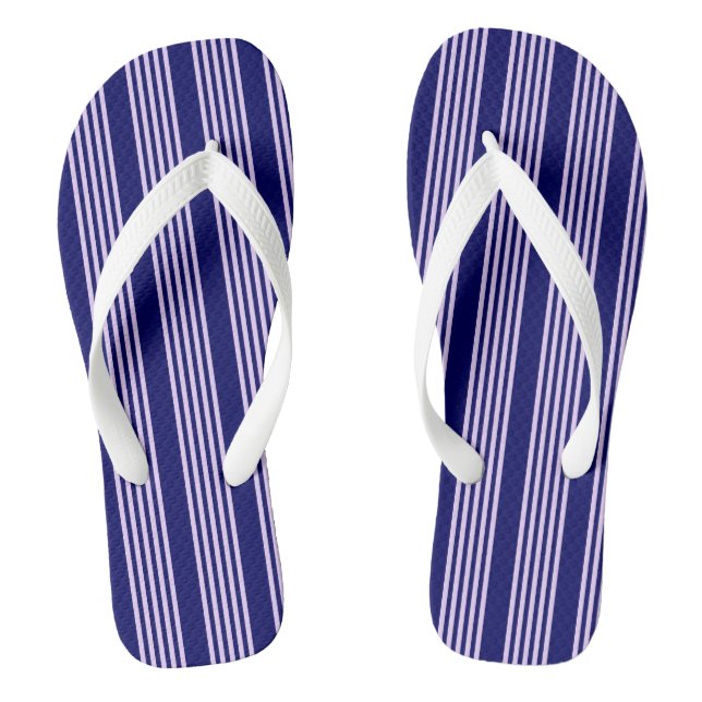 Lilac purple and navy blue five stripes pattern jandals (Footbed)