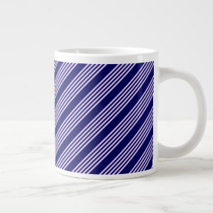 Lilac purple and navy blue five stripes pattern large coffee mug