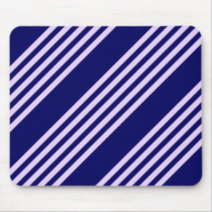 Lilac purple and navy blue five stripes pattern mouse pad