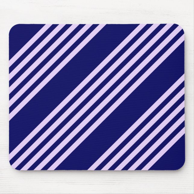 Lilac purple and navy blue five stripes pattern mouse pad (Front)