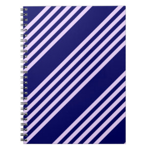 Lilac purple and navy blue five stripes pattern notebook