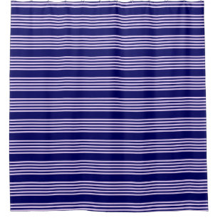 Lilac purple and navy blue five stripes pattern shower curtain
