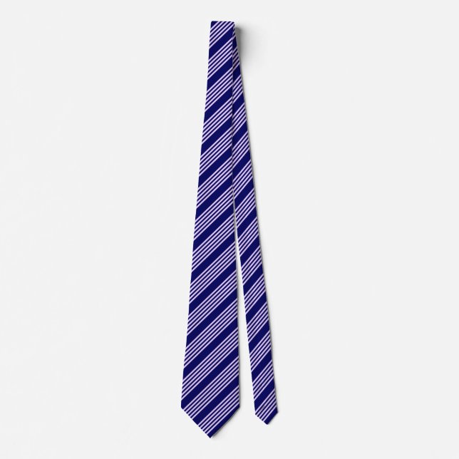 Lilac purple and navy blue five stripes pattern tie (Front)