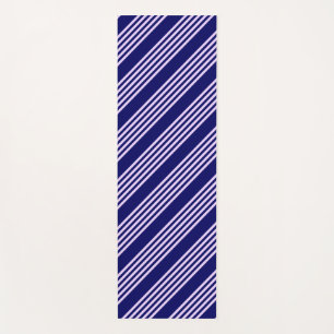 Lilac purple and navy blue five stripes pattern yoga mat