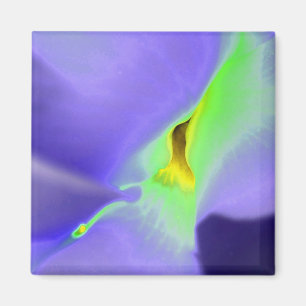 Lilac Purple and Neon Green Floral Design Magnet